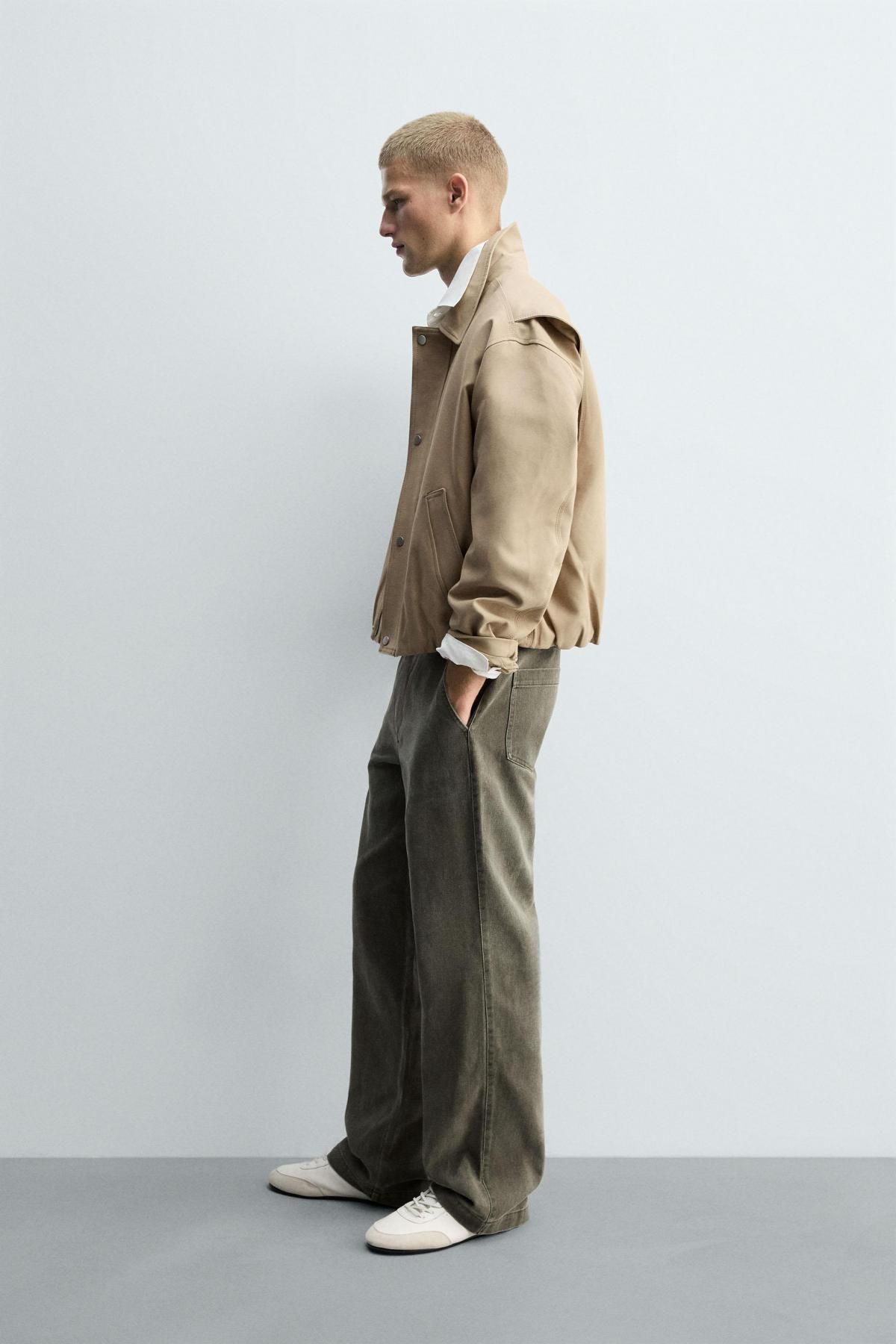 자라 워싱 와이드핏 코튼 와이드 팬츠 8741/310 GREY / TAN - 상세 이미지 4