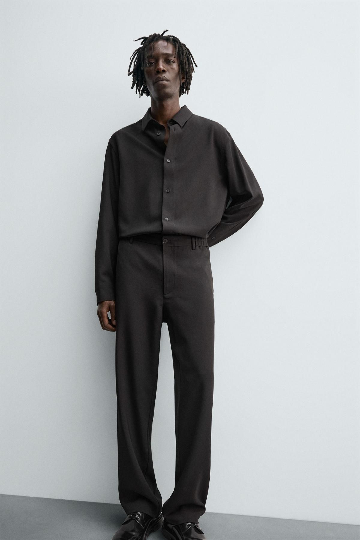 자라 와이드핏 테크니컬 슬랙스 팬츠 5854/115 BLACK - 상세 이미지 5