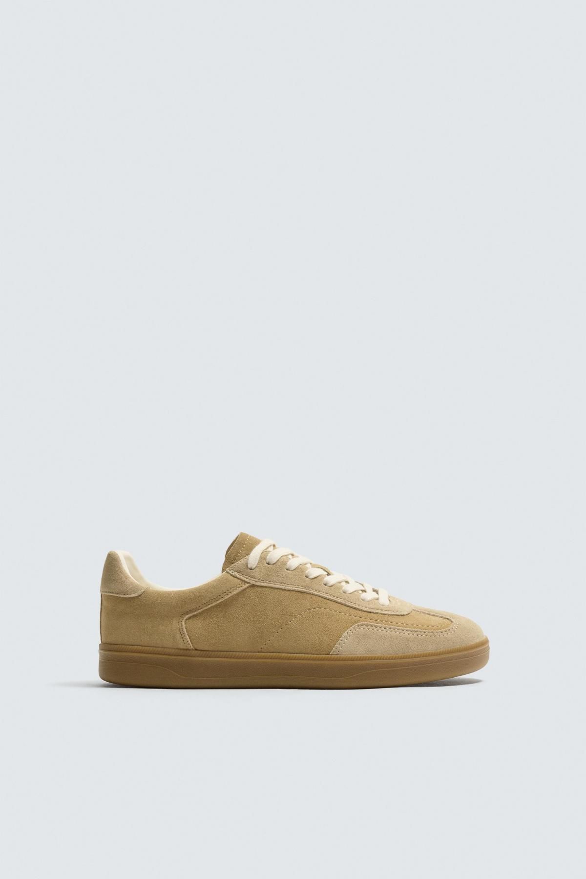 자라 스웨이드 베이지 배색 솔 로우탑 스니커즈 2288/620 SAND BROWN - 상품 이미지