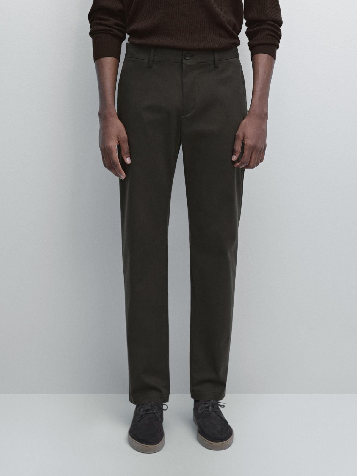 마시모두띠 슬림핏 테크니컬 코튼블렌드 슬랙스 팬츠 0036/006 GREYISH GREEN - 상품 이미지