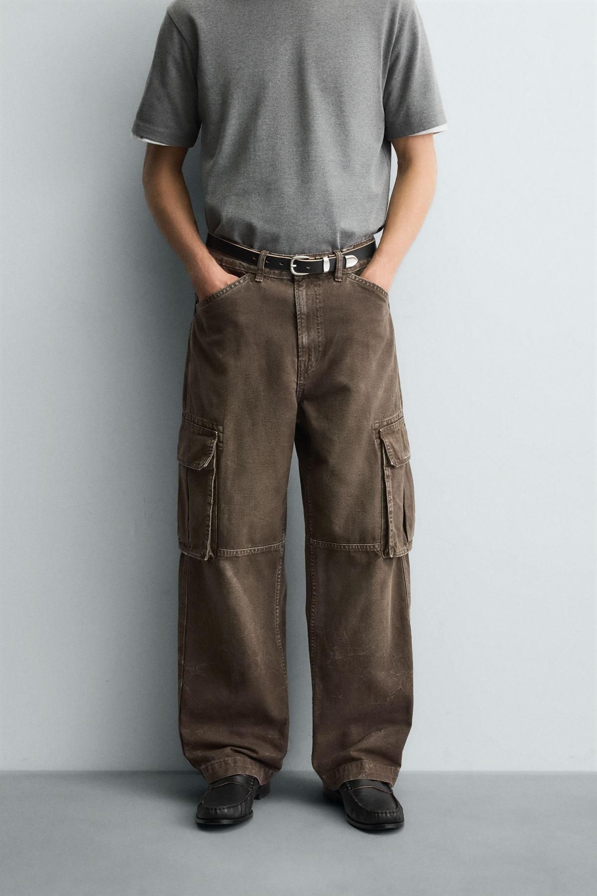 자라 테크니컬 스트레이트핏 카고 데님 팬츠 8062/373 BROWN - 메인 이미지