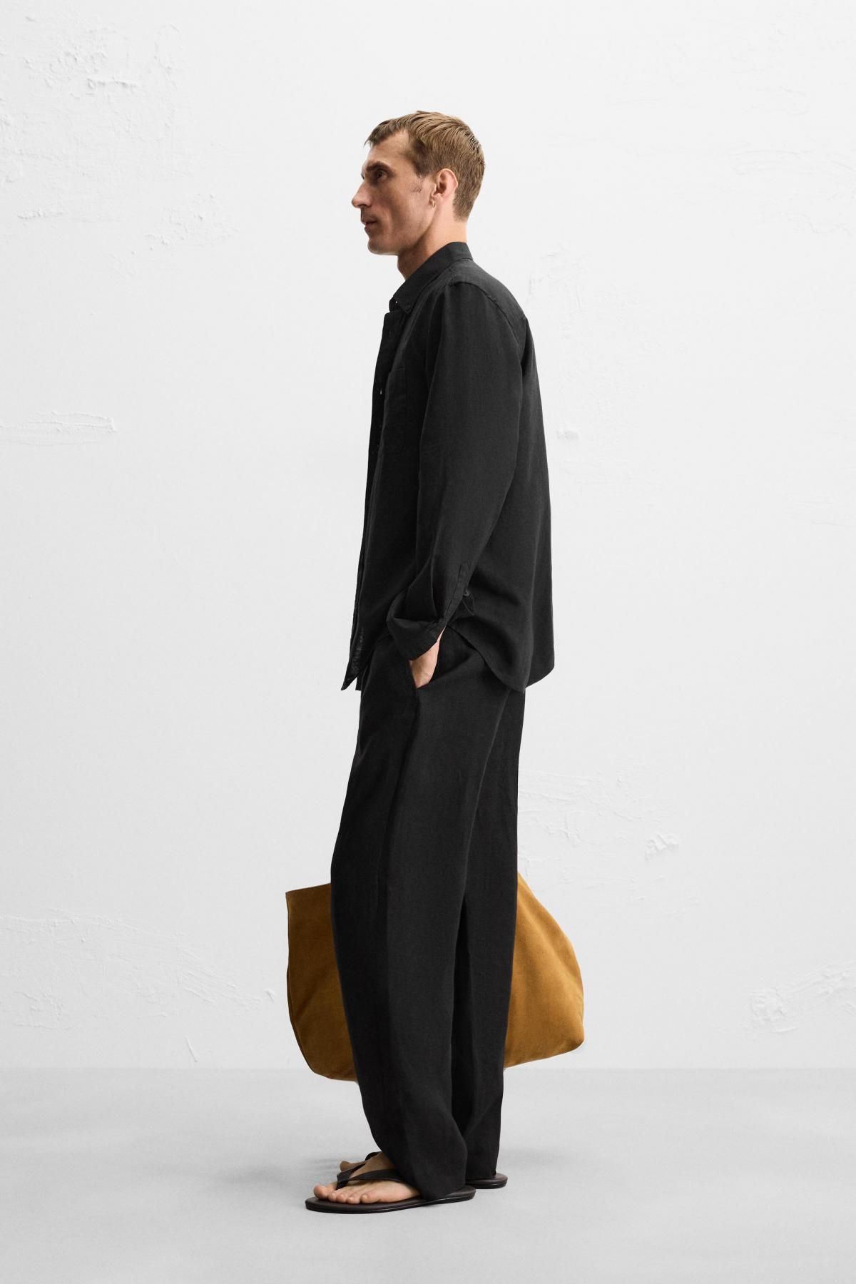 자라 테크니컬 린넨코튼 블랙 긴팔 셔츠 1063/312 BLACK - 상세 이미지 5