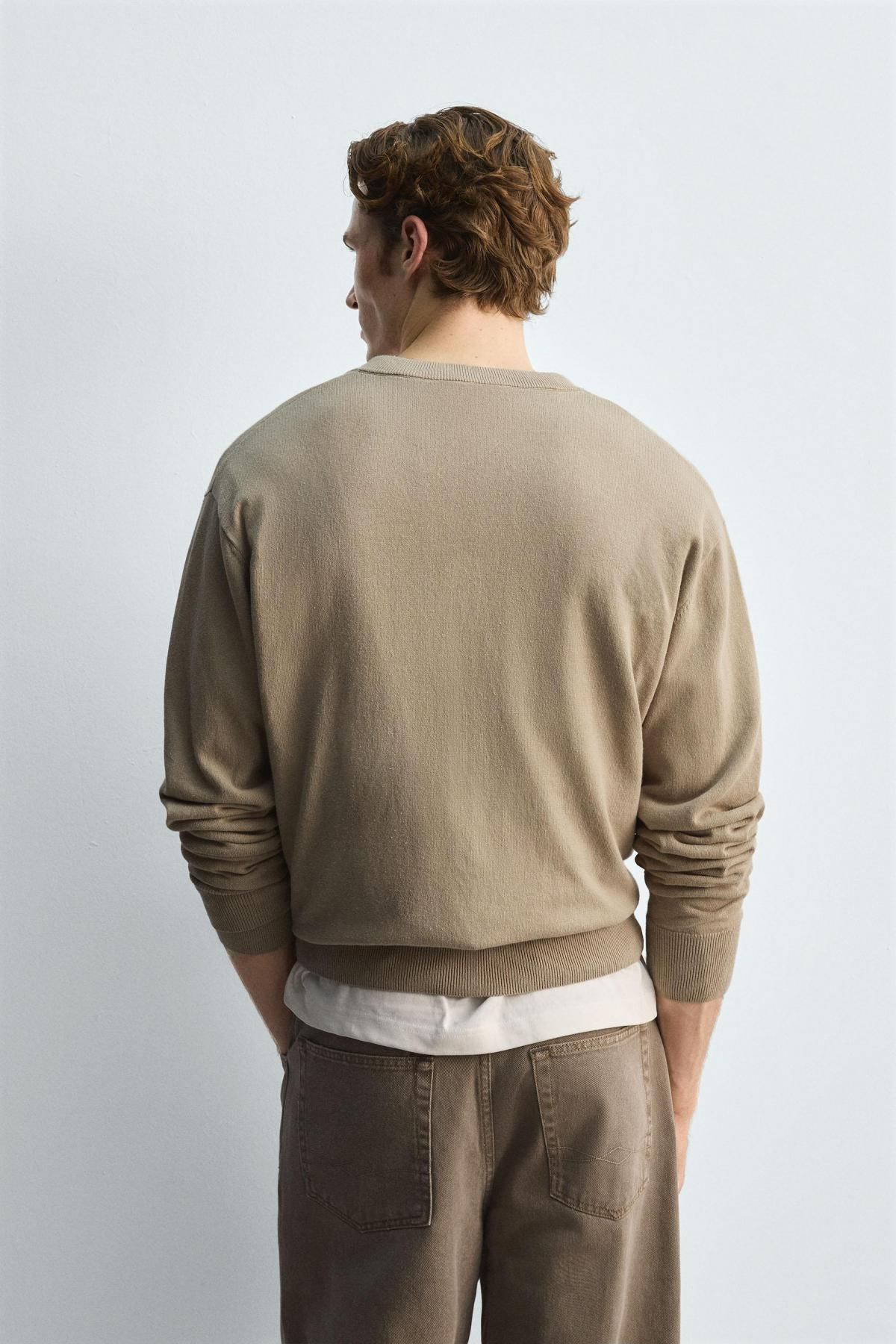 자라 미니멀 라운드넥 코튼 라미 카디건 2142/311 BEIGE - 상세 이미지 4
