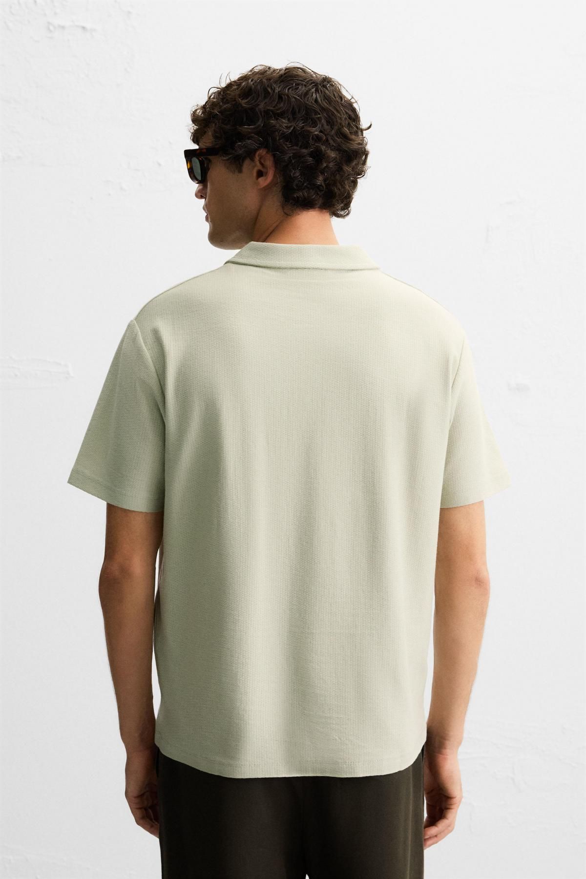 자라 텍스처 미니멀 반팔 폴로 셔츠 5372/301 LIGHT GREEN - 상세 이미지 4