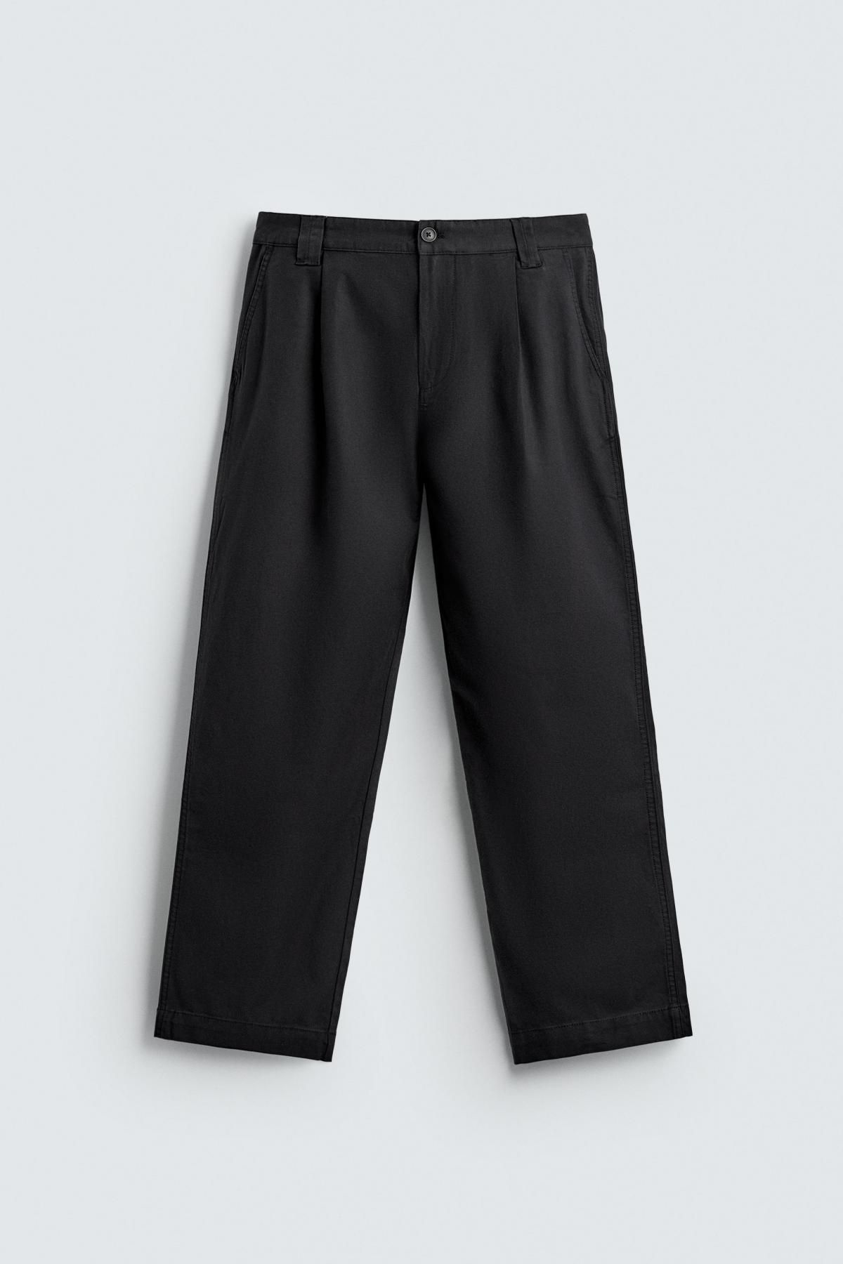 자라 미니멀 릴랙스핏 플리츠 슬랙스 팬츠 8574/338 NAVY BLUE 이미지 6