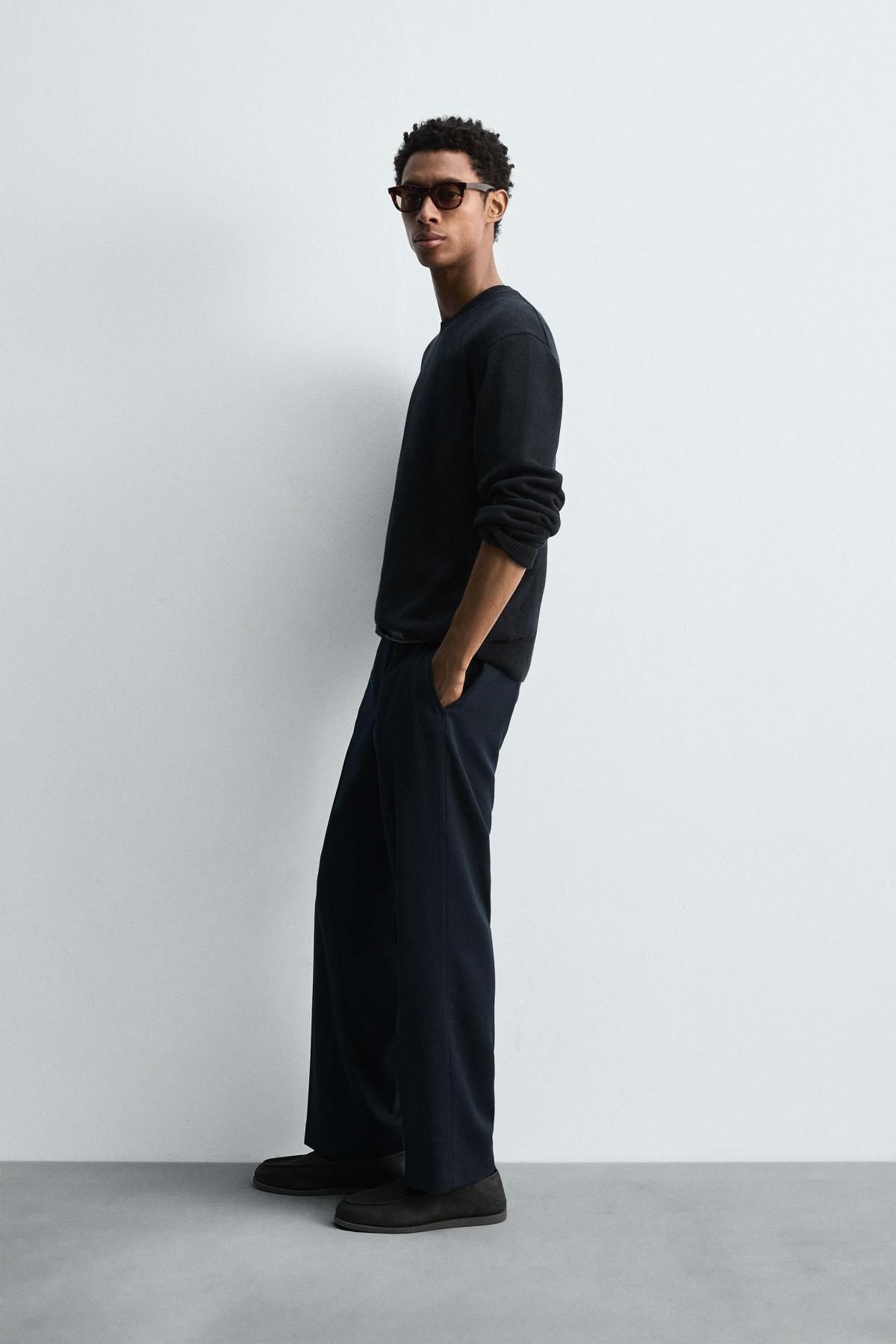 자라 코튼 헴프 라운드 니트 스웨터 2893/306 DARK NAVY - 상세 이미지 5