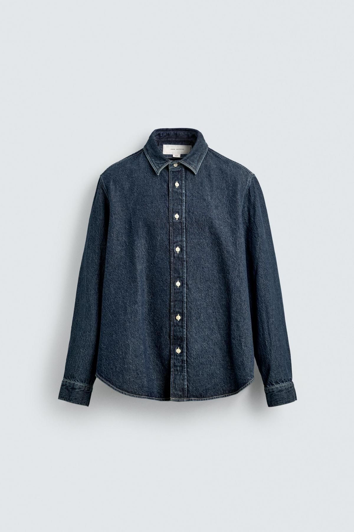 자라 테크니컬 릴랙스핏 데님 긴팔 셔츠 7545/352 BLUE - 메인 이미지
