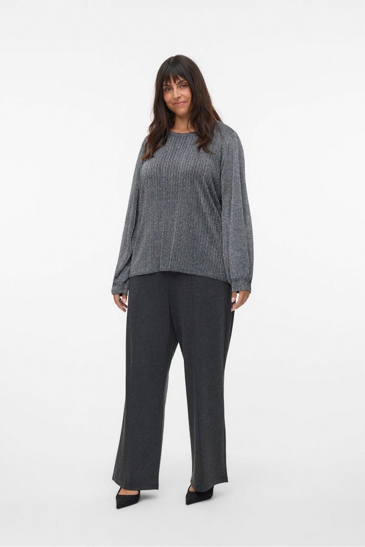베로모다 루렉스 글리터 라운드넥 니트 탑 빅사이즈 4132040 NEGRO - 상세 이미지 2