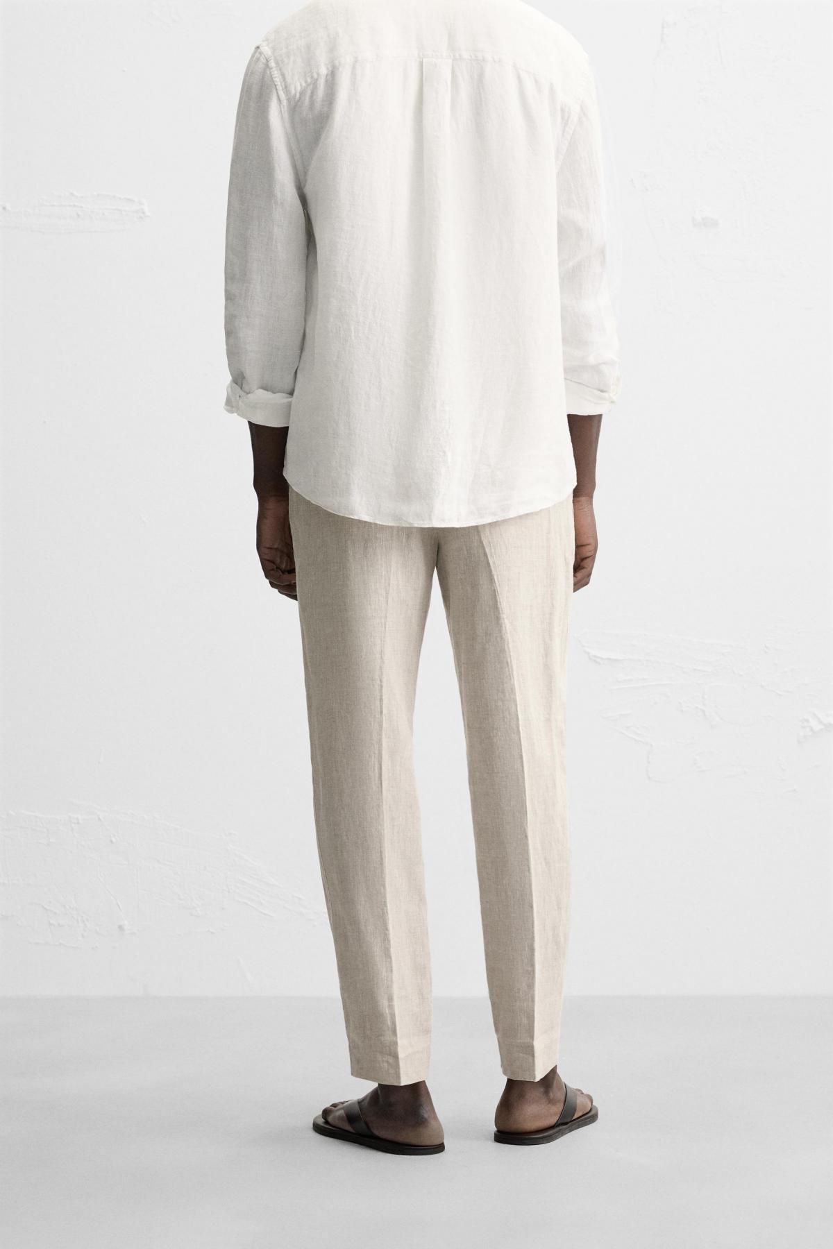 자라 100 리넨 팬츠 4410/010 LIGHT BEIGE - 상세 이미지 3