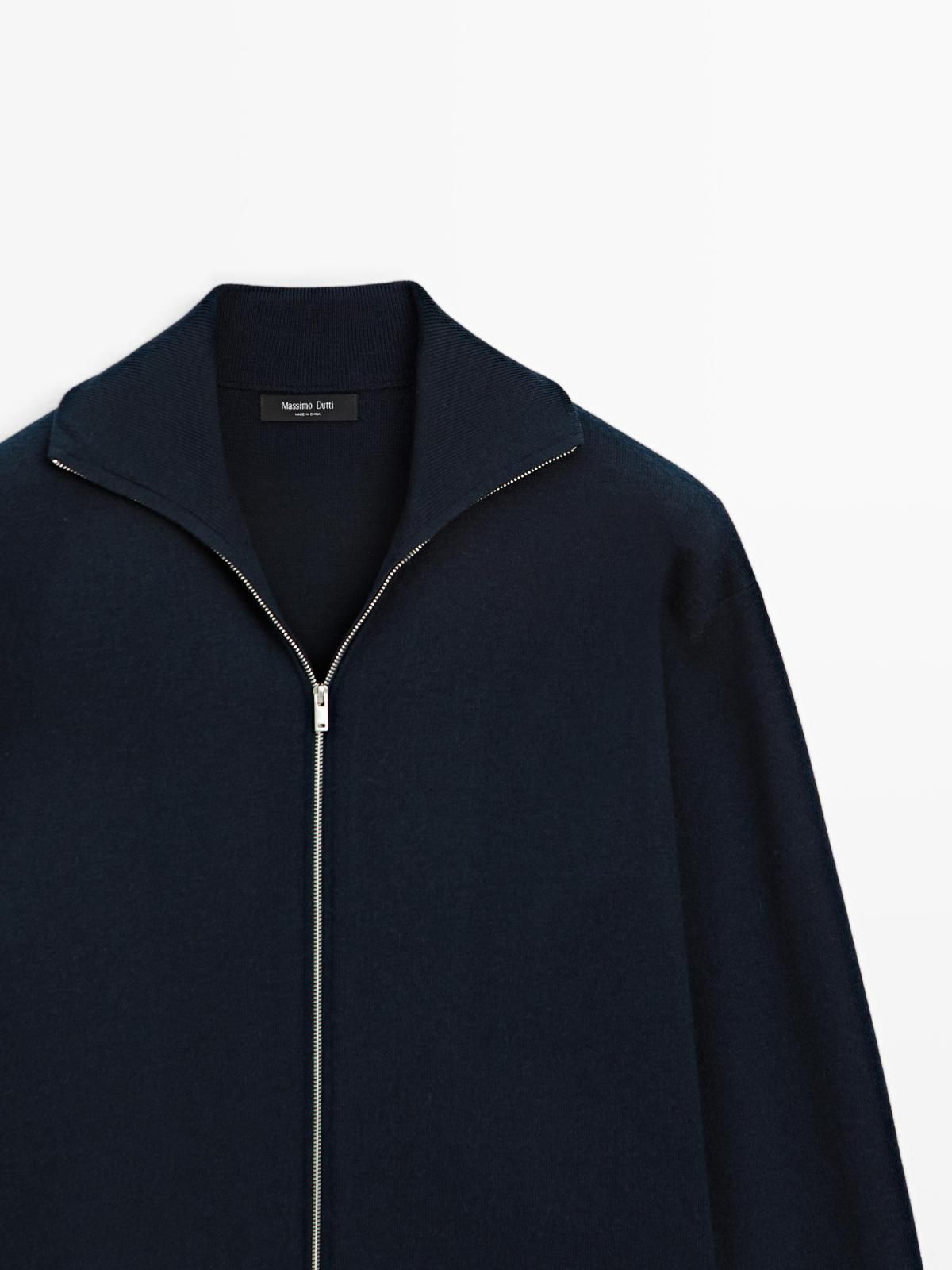 마시모두띠 네이비 미니멀 울코튼 집업 가디건 0949/382 NAVY BLUE - 상세 이미지 4