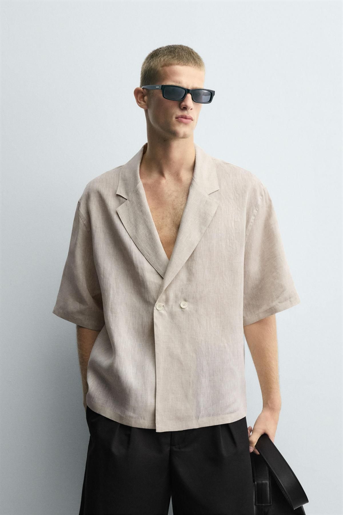 자라 리넨 칼라 반팔 기모노 셔츠 5996/010 LIGHT BEIGE - 상세 이미지 3