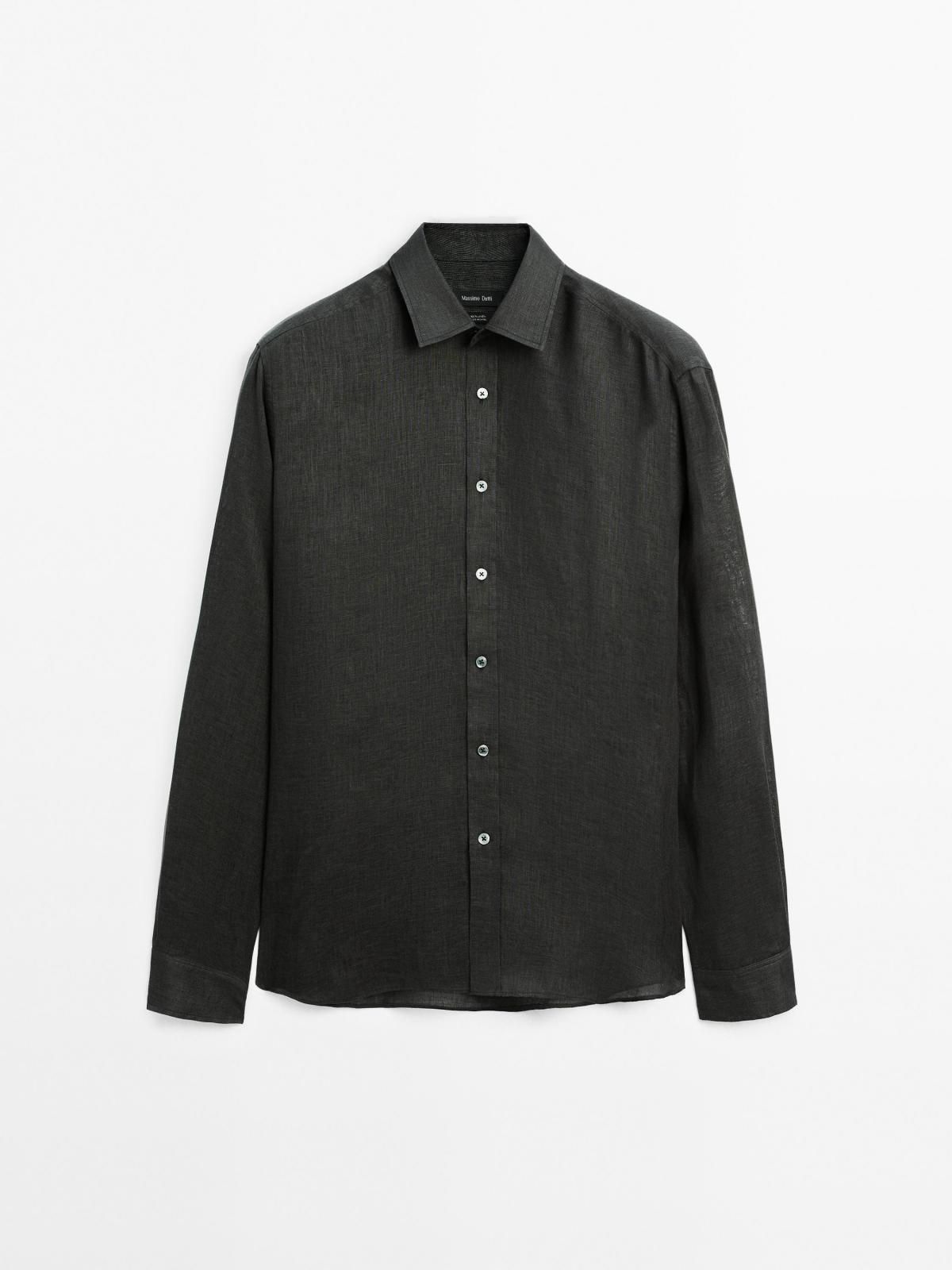 마시모두띠 프리미엄 린넨 레귤러핏 긴팔 셔츠 1793/424 DARK GREEN - 상품 이미지
