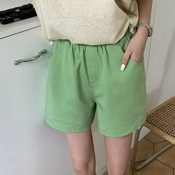 데일리 여성 밴딩 반바지 코튼 여성 면 반바지 여성 - 메인 이미지