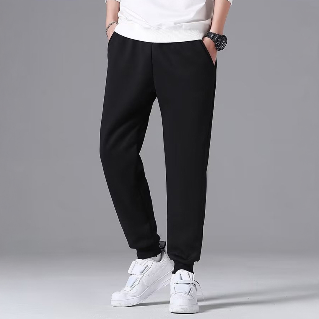 남자 기모 양털 바지 와이드 일자 두꺼운 겨울 밴딩 팬츠 빅사이즈 3XL 4XL 5XL - 상세 이미지 5