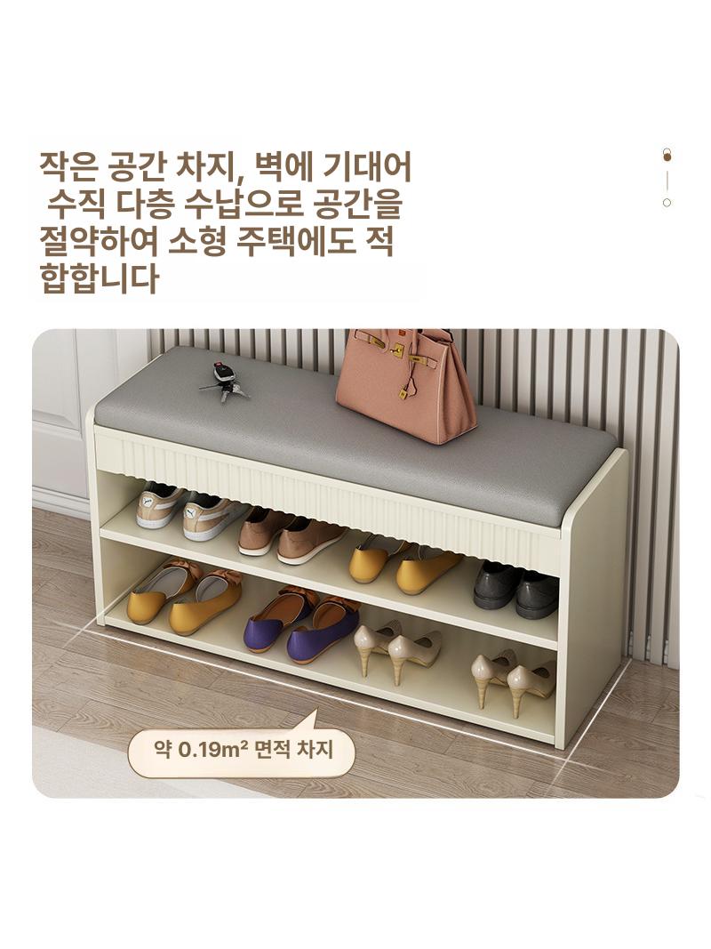 현관벤치 신발장스툴 원목의자 수납선반 현관정리 신발보관대 - 상세 이미지 5
