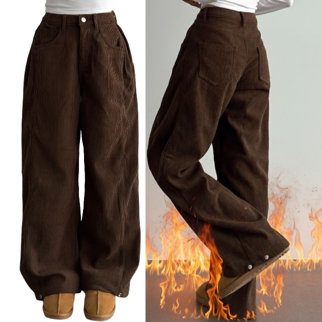여성 코듀로이팬츠 핀턱와이드팬츠 골덴바지 겨울 기모 제품 이미지