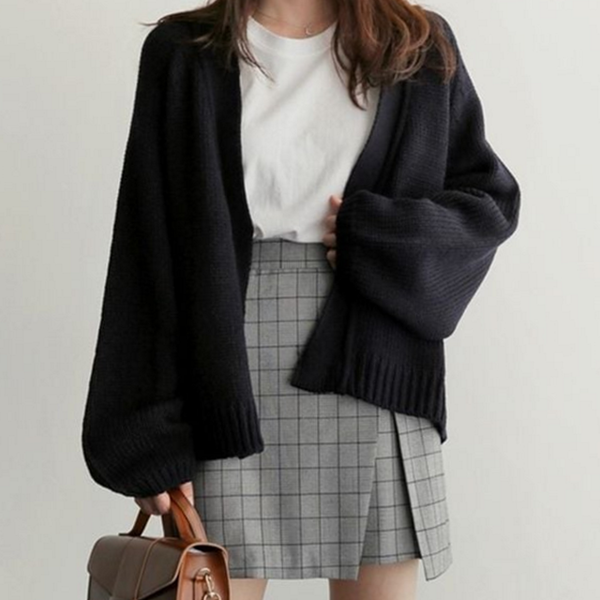 루즈핏 여성 가디건 데일리룩 여성 니트 가디건 오픈 간절기 - 상품 이미지