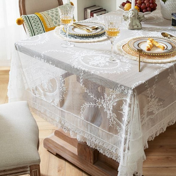 인테리어 레이스 식탁보 플라워 레이스 테이블보 꽃무늬 디자인