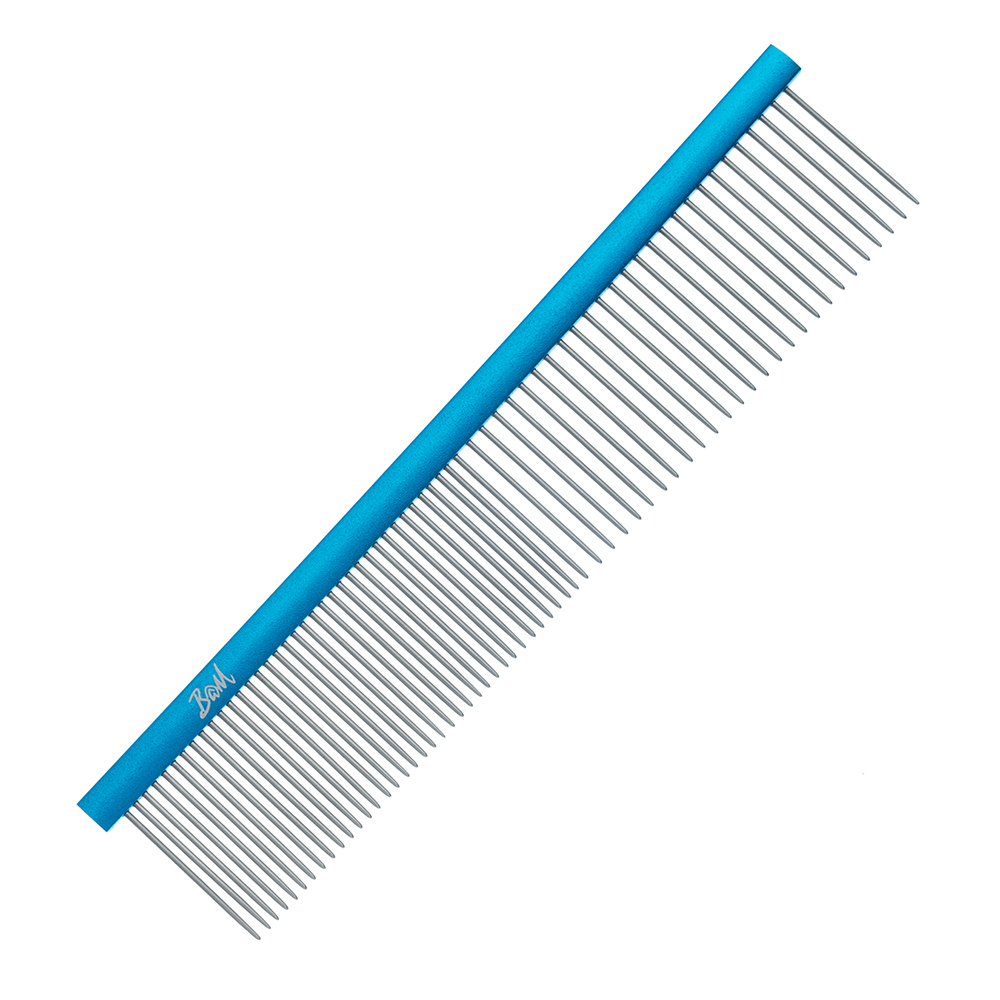 밤돌이네 강아지 고양이 빗 콤빗 일자빗 듀얼콤 브러쉬 블루, 19X4cm