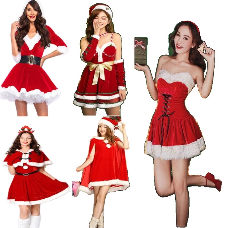 산타걸 의상 복장 코스프레 파티복 크리스마스 크리스마스복장 할로윈 파티 망토 산타복 스타일4 XL - 상세 이미지 4