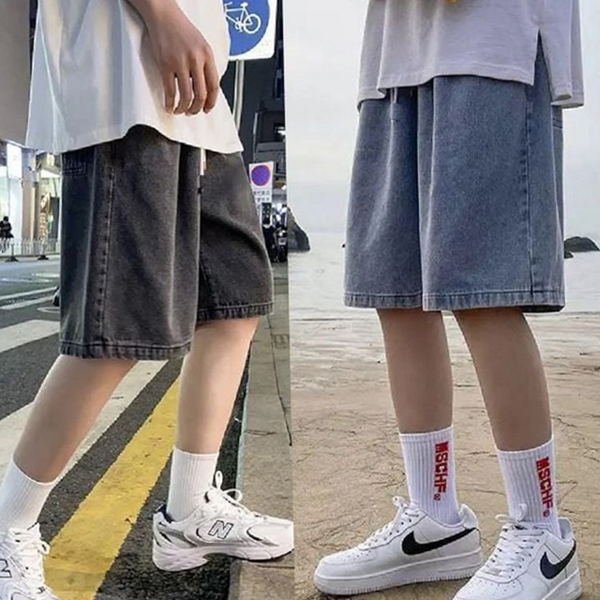 빅사이즈 남성 와이드 팬츠 데일리반 남성 5부 바지 - 메인 이미지