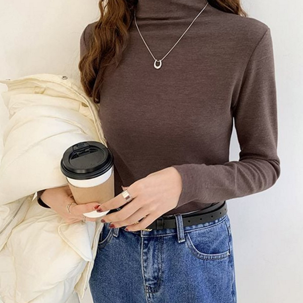 소프트 여성 반폴라 폴라티 티셔츠 데일리 반폴라 폴라티 베이직 - 상품 이미지