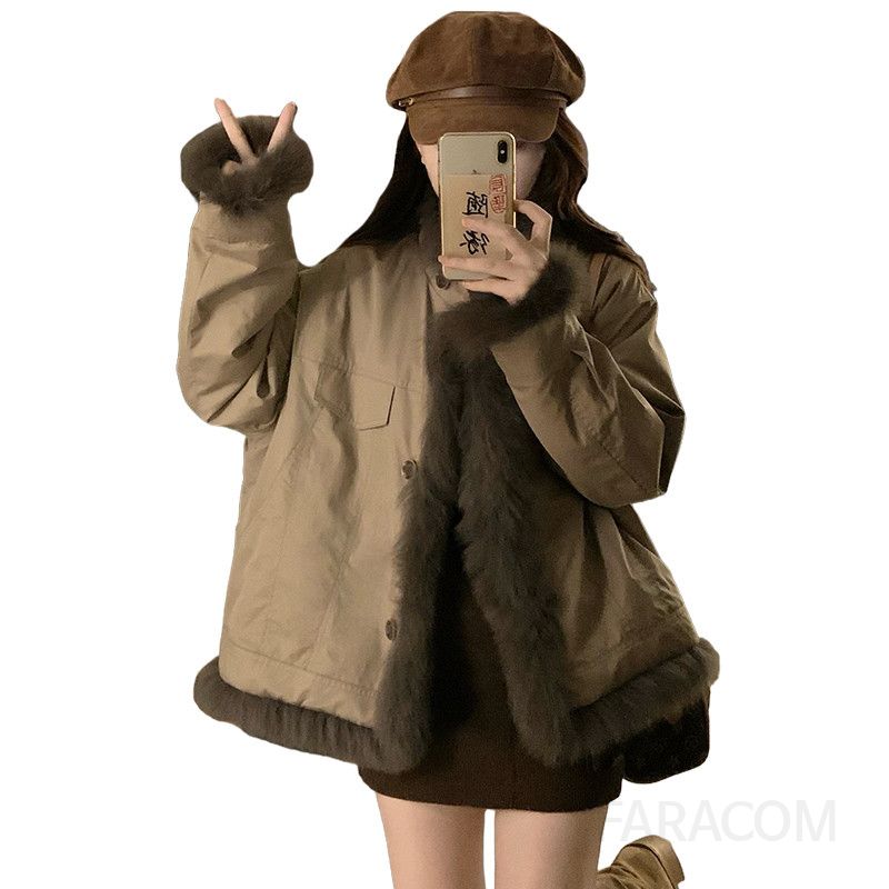 여성 양면 리버시블 무스탕 퍼 카라 자켓 누빔 오버핏 캐주얼 데일리 도톰한 따뜻한 한파 대비 겨울 아우터 코트 - 상세 이미지 5
