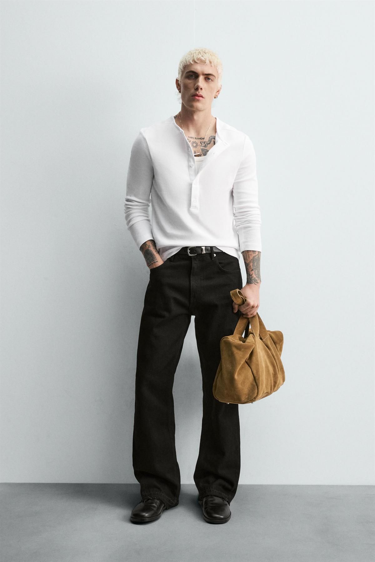 자라 베이직 골지 라운드넥 버튼 긴팔 티셔츠 3992/366 WHITE - 상세 이미지 2