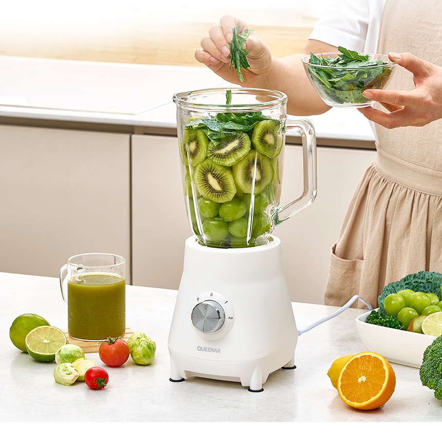 초고속 파워 유리 믹서기 블렌더 화이트 1.5L 다용도 이유식 과일쥬스 얼음 가정용