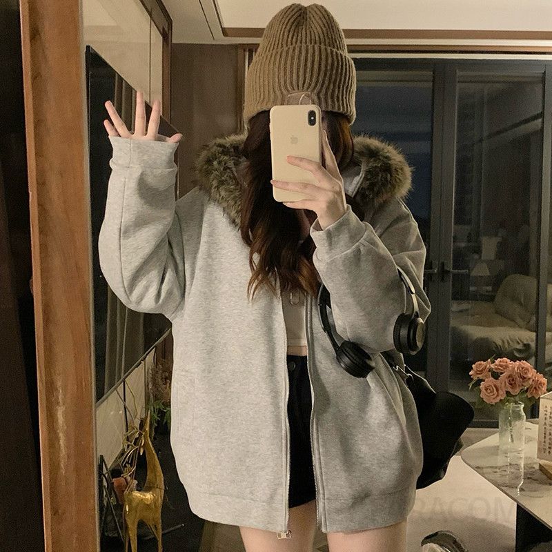 여성 루즈핏 후드 패딩점퍼 풍성한 퍼카라 따뜻한 보온성 겨울 아우터 데일리 힙한 캐주얼 스트릿 집업 숏코트 - 상세 이미지 4