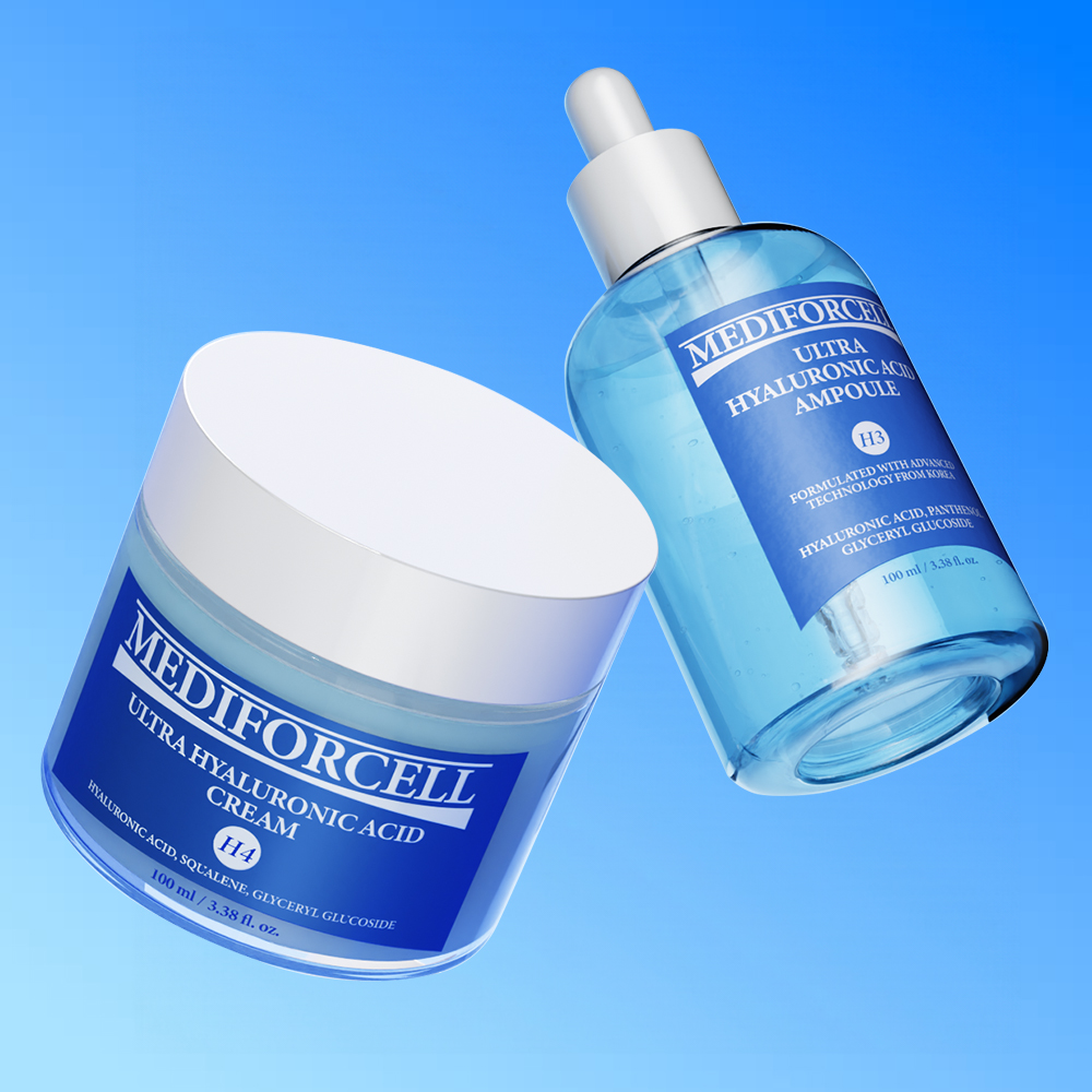 [2종세트] 메디포셀 울트라 히알루론산 크림 100ml + 히알루론산 앰플 100ml - 상품 이미지