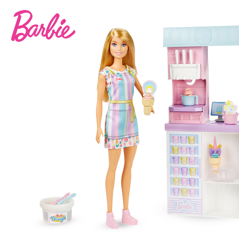 [BARBIE] 바비 커리어 아이스크림 가게 플레이세트 역할놀이 여아선물 직업체험 패션인형 카페놀이 - 상품 이미지