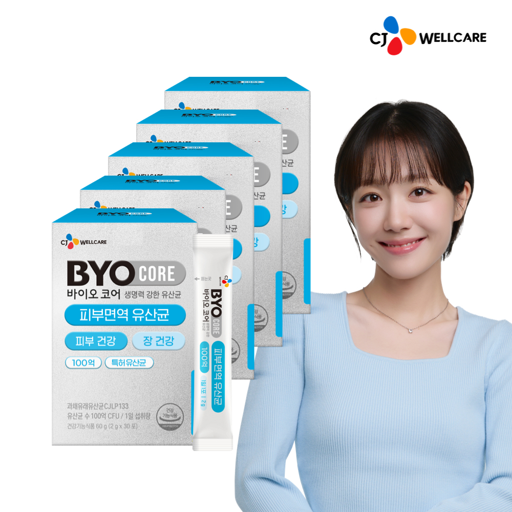 CJ 바이오코어 피부면역 유산균 / 100억보장 부자유산균 소주연 유산균 30포, 5개