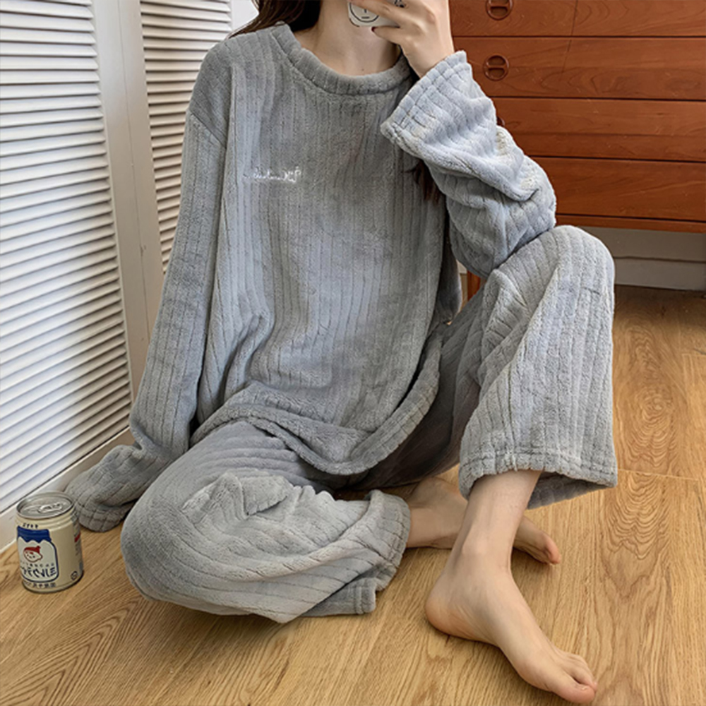 파자마 세트 잠옷 겨울 긴팔 긴바지 극세사 홈웨어 수면 상하의 여자 학생 집에서 입는 - 상품 이미지