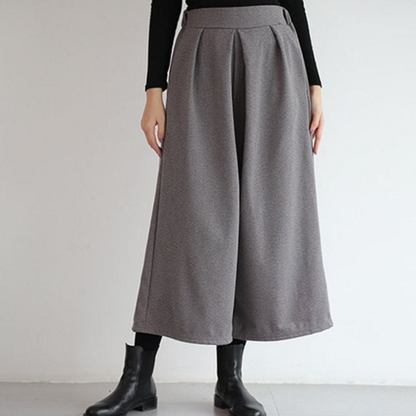 뒷밴딩 여성 와이드 팬츠 통바지 여성 핀턱 팬츠 데일리 - 메인 이미지