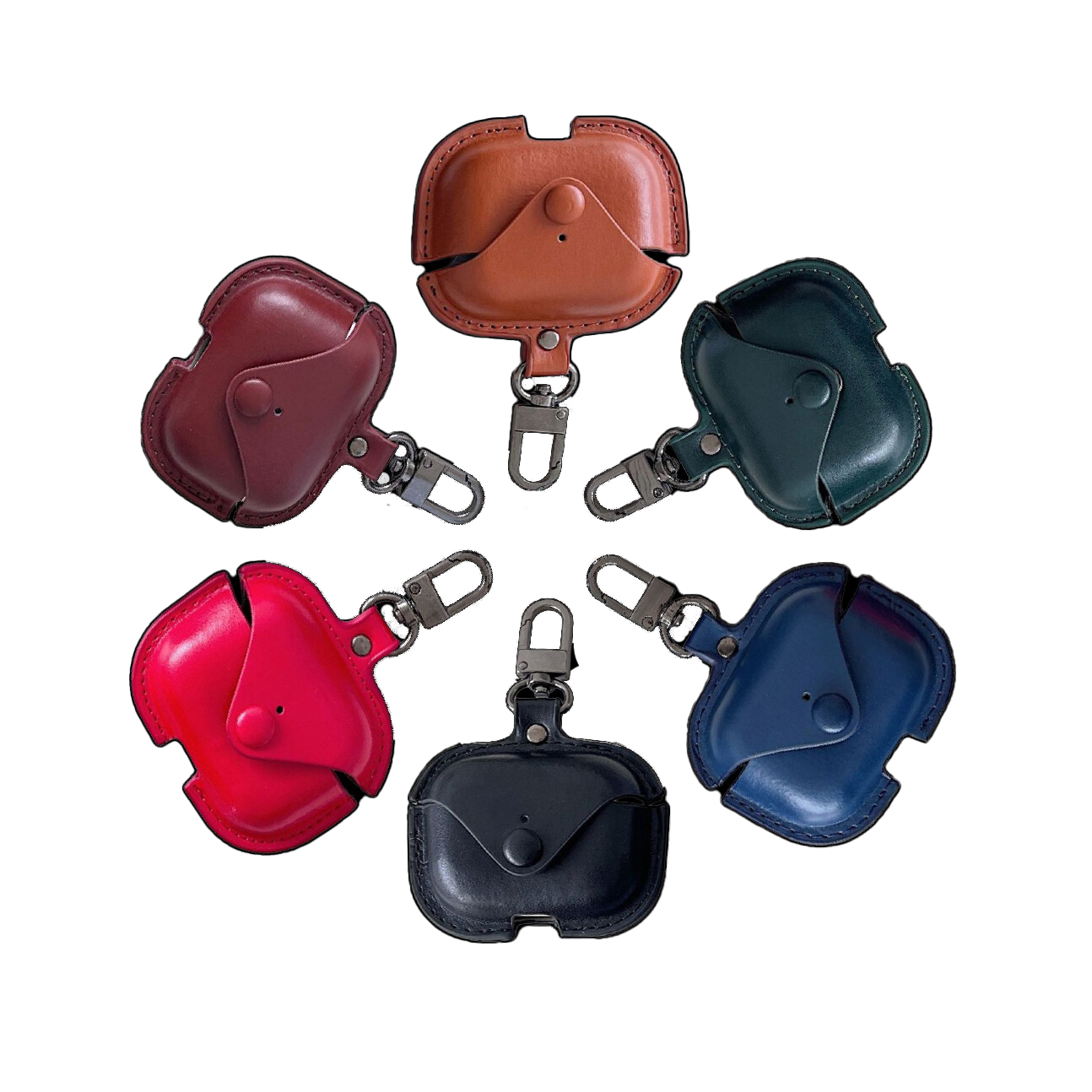 [프로덕트피알] 에어팟 레더 케이스 키링 6컬러 모델 선택 가죽 보호케이스 Airpods Hook Leather Case - 상품 이미지