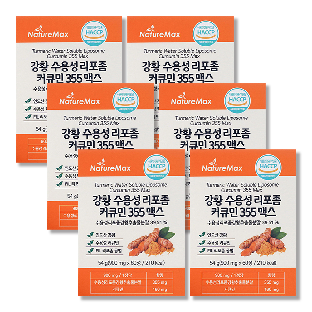 [12개월분] 수용성 리포좀 커큐민 강황 커큐민 효능 60정, 6개 - 상품 이미지