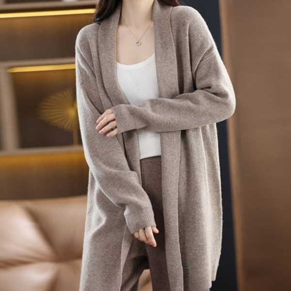 루즈핏 여성 숄 가디건 베이직 여성 롱 가디건 간절기 - 메인 이미지