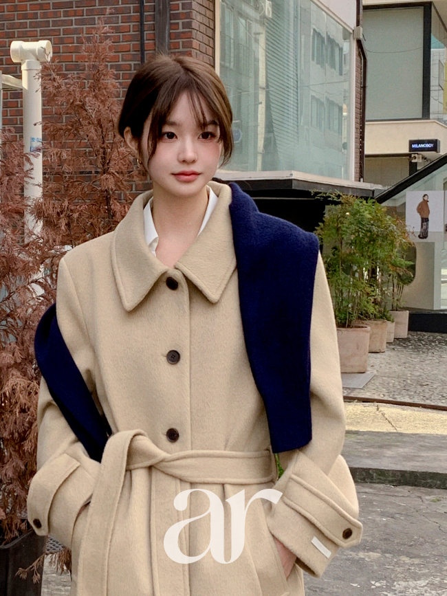 [자체제작] [울함유] 헤어 벨티드 싱글 롱 코트 ct1665 - 상세 이미지 5