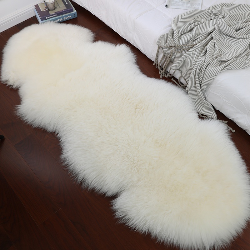 양모 러그 카펫 인조 카페트 겨울 장모 매트 털 양털 인테리어 대형 화이트 퍼 65x110cm 한쪽 둥근 - 상세 이미지 3