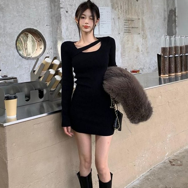 슬림핏 여성 미니 원피스 섹시 미니 원피스 클럽룩 데일리 - 메인 이미지