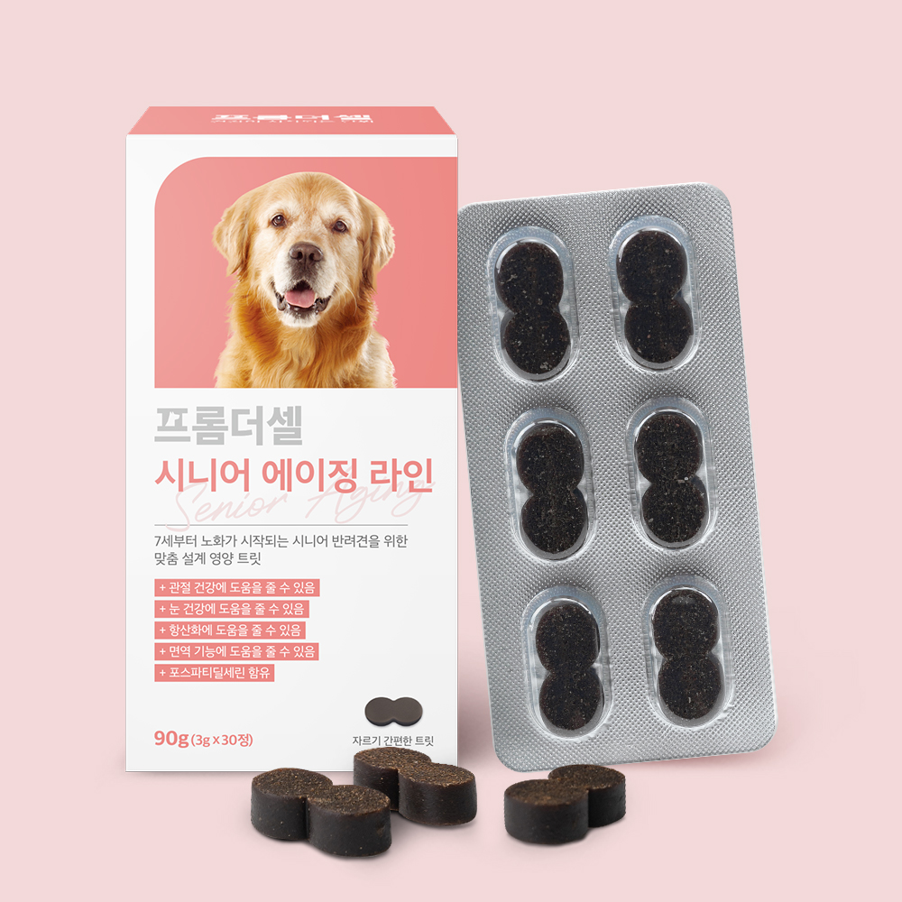 프롬더셀 강아지 노견 종합 영양제 관절 피부 백내장 치매 항산화제 30정 - 상품 이미지