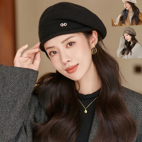따뜻한 여성 니트 베레모 데일리 여성 빵 모자 - 메인 이미지