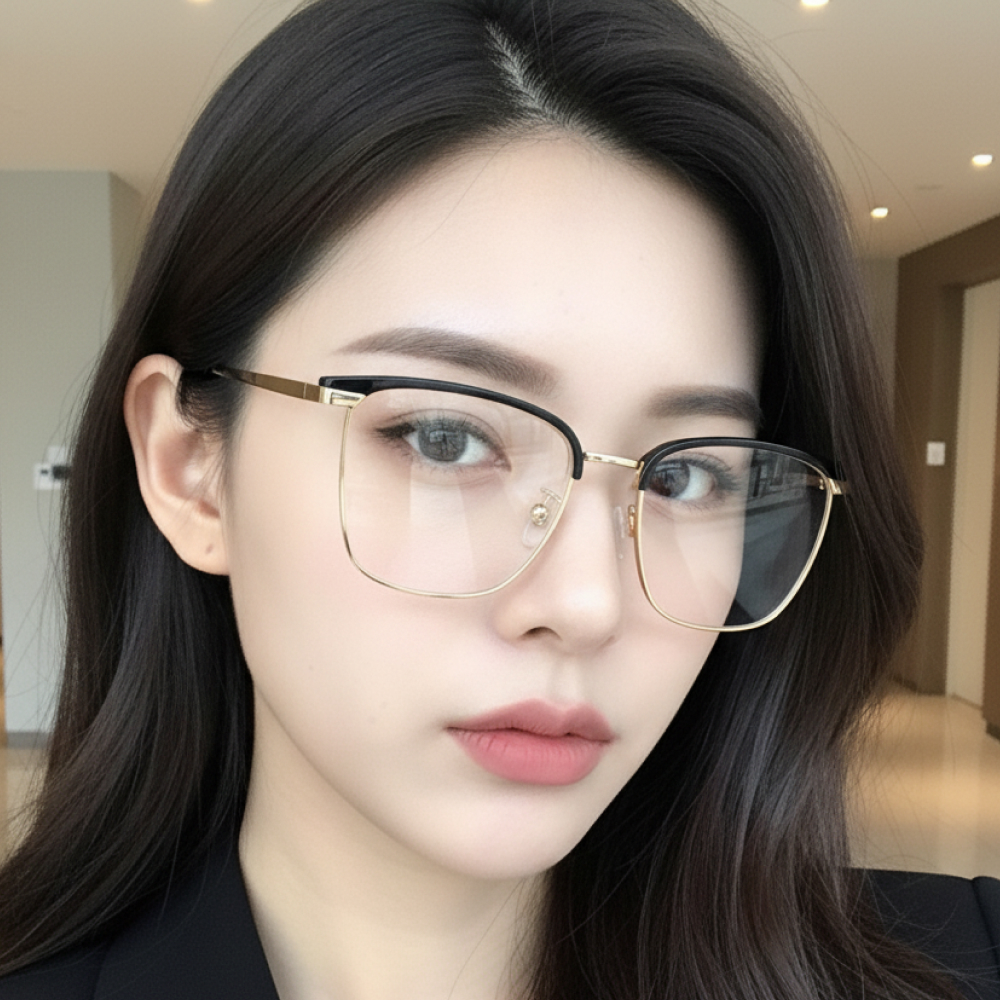 긱시크 블루라이트차단안경 투명 남자 여자 사각 변색 하금테 하은테 자외선 전자파 이미지 8