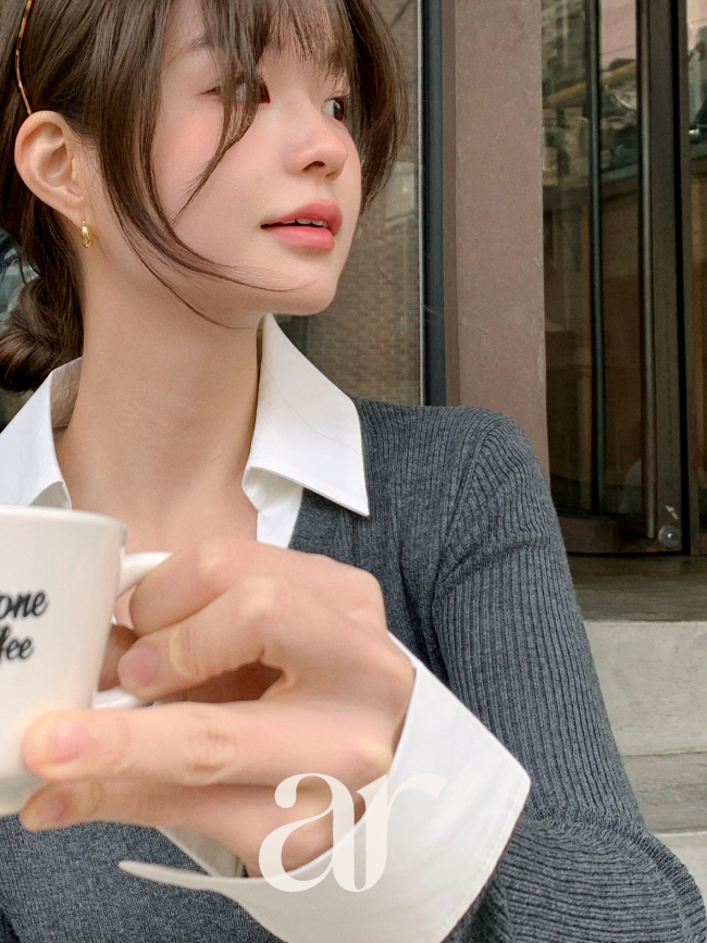 [울함유] 배색 카라 셔츠 레이어드 가디건 cd3519 - 상세 이미지 4