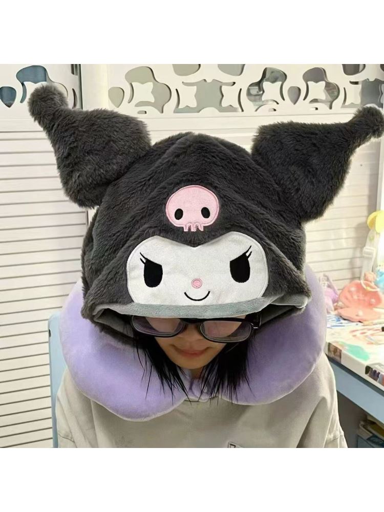 U형 베개 여행 비행기 후드 낮잠 목베개 휴대용 블루스티치 후드 - 상세 이미지 4