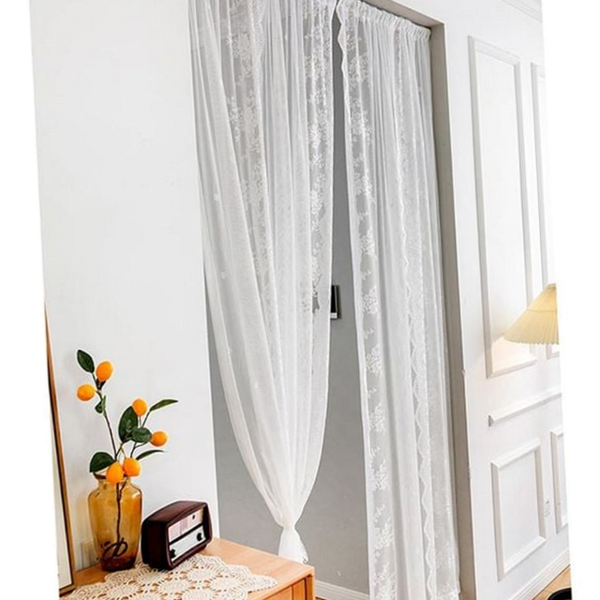 플라워 레이스 커튼 프렌치 쉬폰 커튼 인테리어 침실