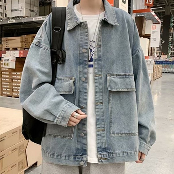 루즈핏 남성 청 자켓 데일리 남성 데님 자켓 간절기 - 상품 이미지