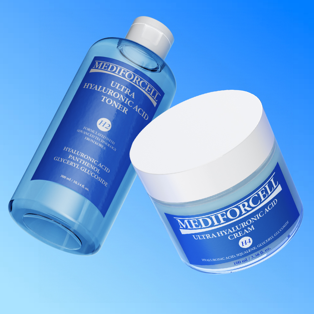 [2종세트] 메디포셀 울트라 히알루론산 크림 100ml + 히알루론산 토너 300ml - 상품 이미지