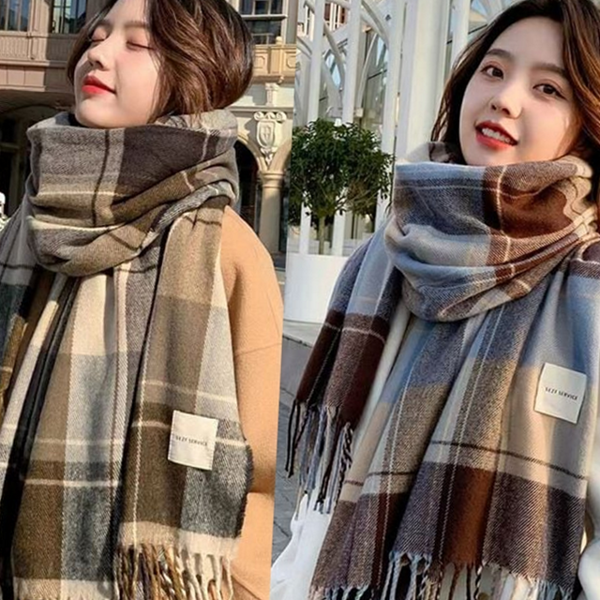 캐시미어 체크 목도리 데일리 롱 목도리 니트 겨울